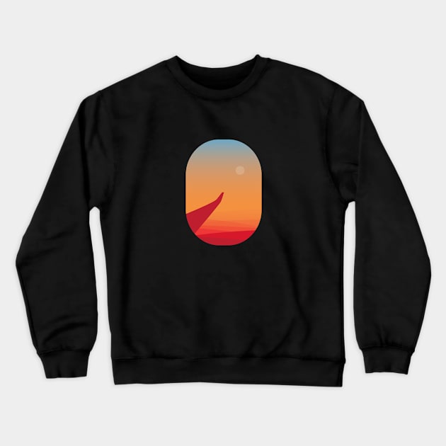 Sunset and wing as seen from the airplane window Crewneck Sweatshirt by Modnay